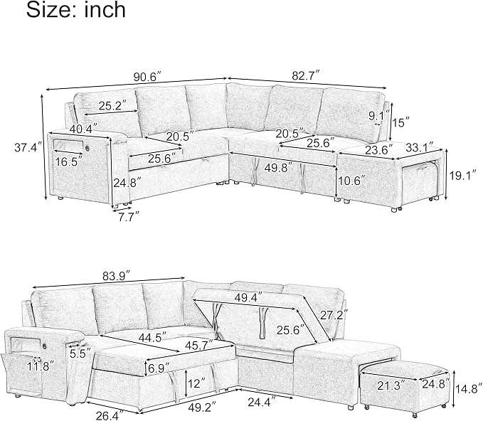 Merax L-Shaped Modular Sofa - Image 2