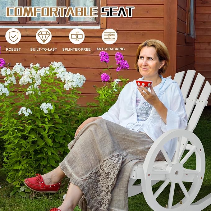 Outvita Adirondack Rocking Chair, Wood Wagon Rocker, Outdoor Wooden Carbonized - Image 3