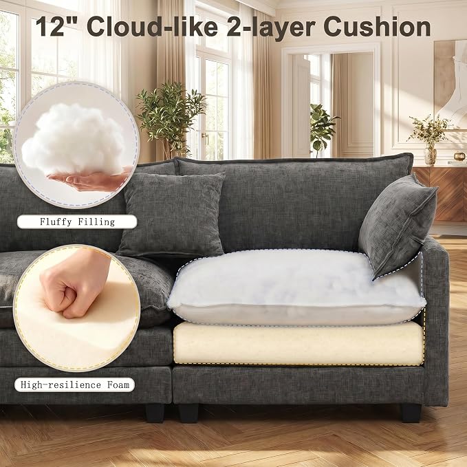 111.4" V-Shaped Corner Couch Sectional - Image 4