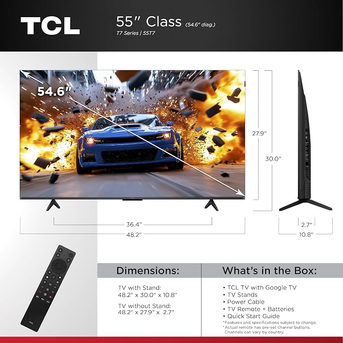 TCL Amazon Exclusive 55 Inch Class T7 Series | 4K QLED HDR Lag-Free Smart - Image 2