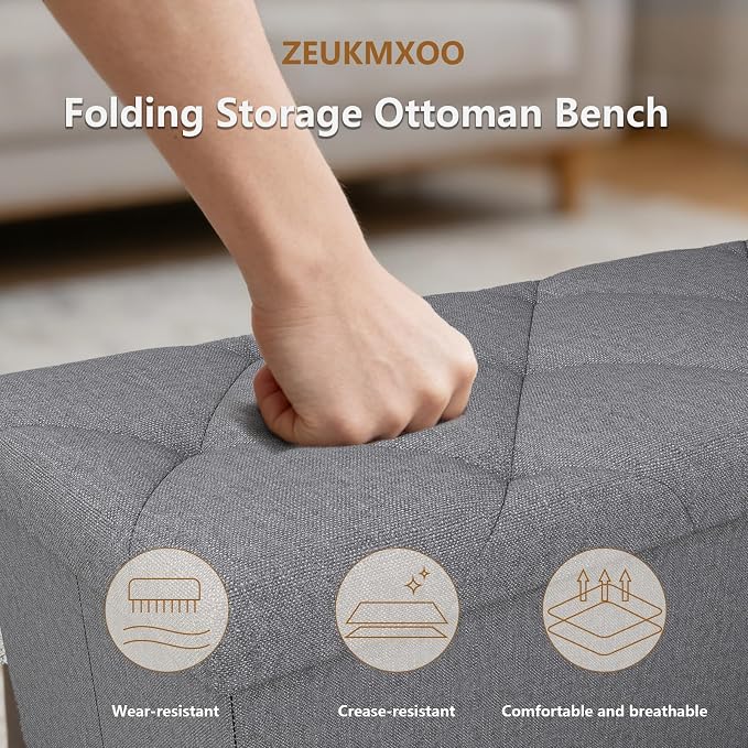 43 Inches Folding Storage Ottoman Bench - Image 6
