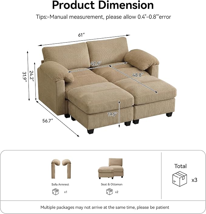 61'' Modular Loveseat Sofa - Image 2