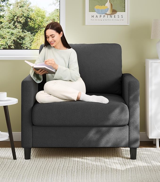 Welzona Sofa Accent Chair, Tool-Free Setup Living Room Accent Chairs, Comfy Arm by WelzonaDirect