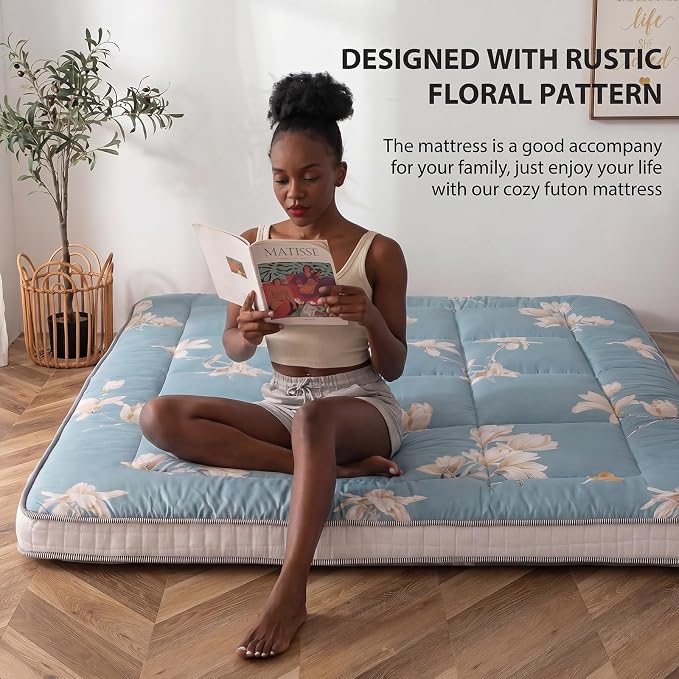 MAXYOYO Floral Printed Futon Mattress, Padded Japanese Floor Mattress Quilted - Image 3
