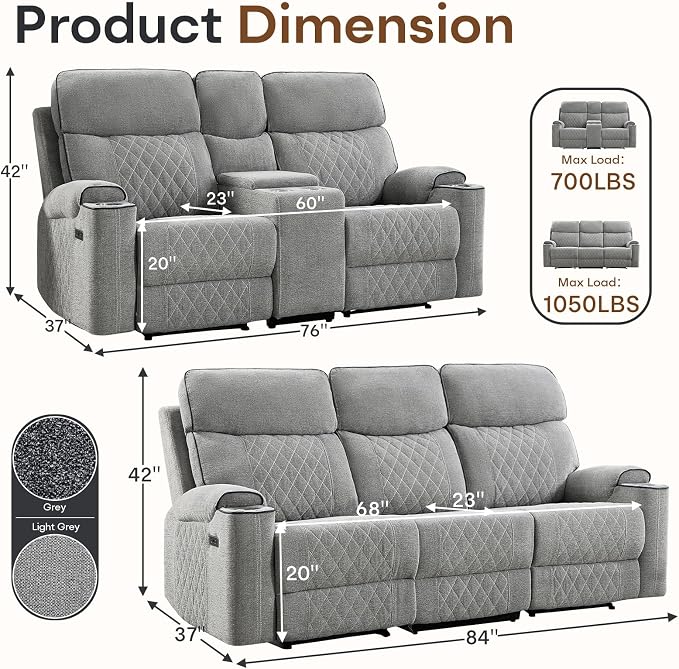 HAOMARKETS 2-Piece Power Recliner Sofa Set - Image 2