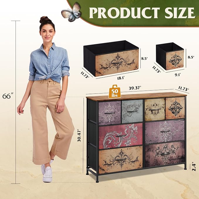 WLIVE Dresser for Bedroom with 8 Drawers, Wide Fabric Dresser for Storage and - Image 3