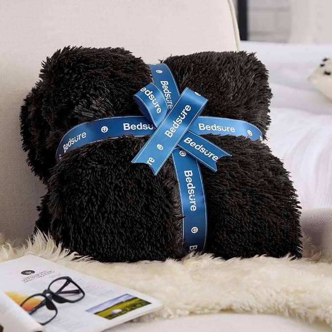 Bedsure GentleSoft Fluffy Black Throw Blanket Gifts - Image 7