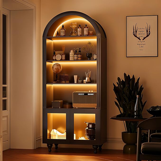 Wildhome Wooden Arched Bookshelf, 5-Tier Shelf, Farmhouse Storage Display by WildhomeYourHomeFurnishingSolution