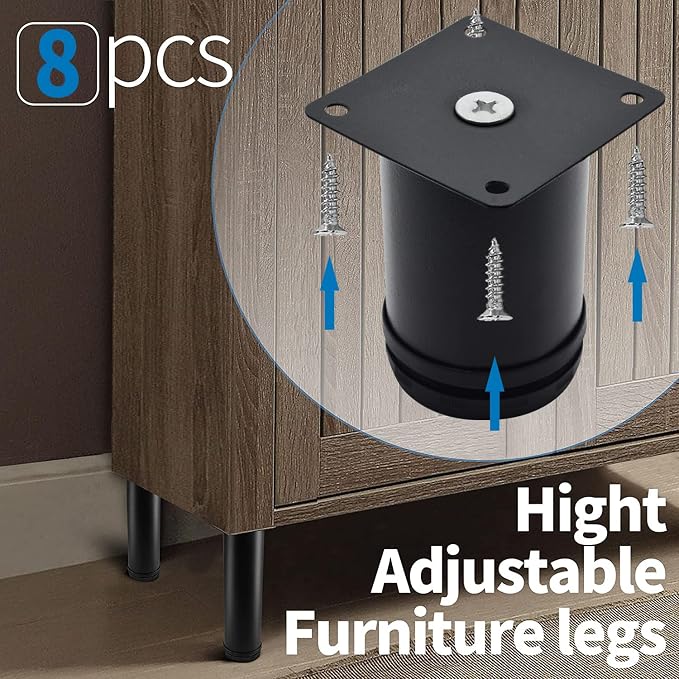 3 Inch Metal Furniture Legs Stainless Steel Adjustable Legs Black Metal Legs - Image 4