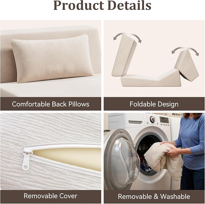 Fold Out Chair Bed, Folding Sofa Bed, 3 in 1 Convertible Sleeper Chair Bed - Image 8