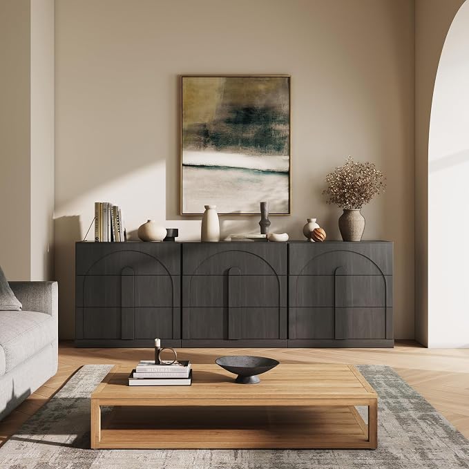 BELLEZE Set of 3 Bookcase with 3 Drawers, Modern Book Shelf with Wide Wooden by BELLEZE