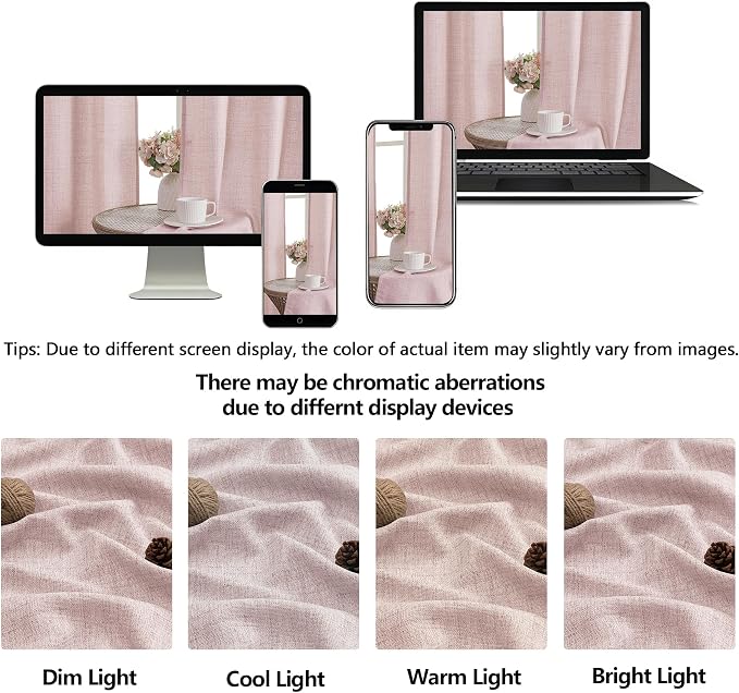OWENIE Blush Pink Valances for Windows 1 Pcs 24 Inch Length, Light Filtering - Image 9