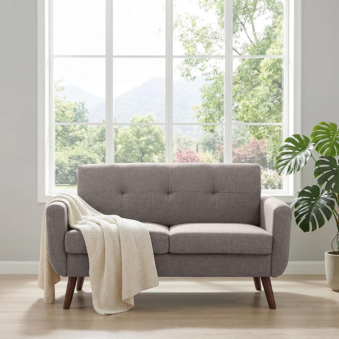 Tbfit 56" W Loveseat Sofa, Mid Century Modern Decor Love Seat Couches - Image 3