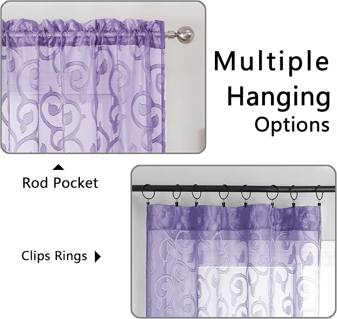 OWENIE Furman Extra Long Sheer Curtains 96 inches Long - Image 4