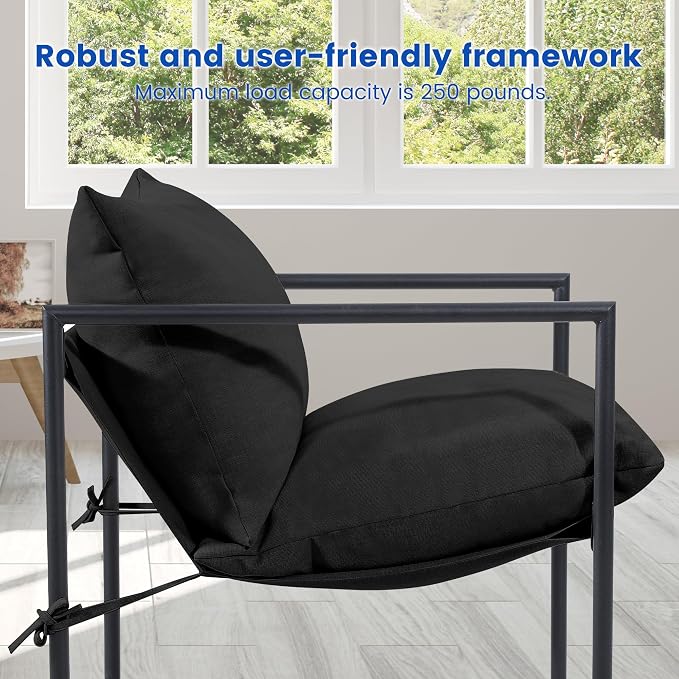 Kromax Sling Accent Chair, Cozy Living Room Chairs, Square Metal Frame - Image 7
