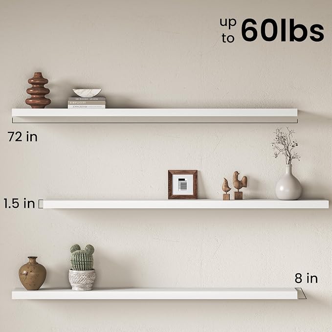 Fun Memories 72Inch Long Floating Shelves, 8 Inch Deep Shelves - Image 3