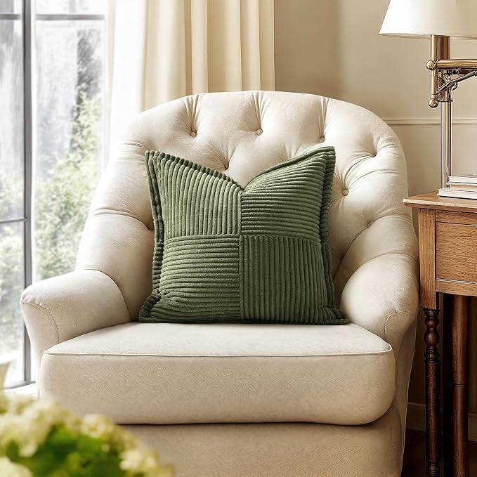 MIULEE Olive Green Corduroy Pillow Covers 16x16 Inch - Image 4