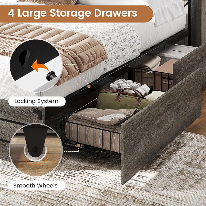 VIAGDO Wooden Bed Frame Queen Size - Image 6