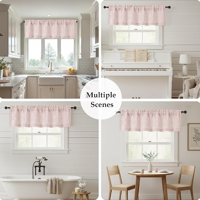 OWENIE Blush Pink Valances for Windows 1 Pcs 24 Inch Length, Light Filtering - Image 7