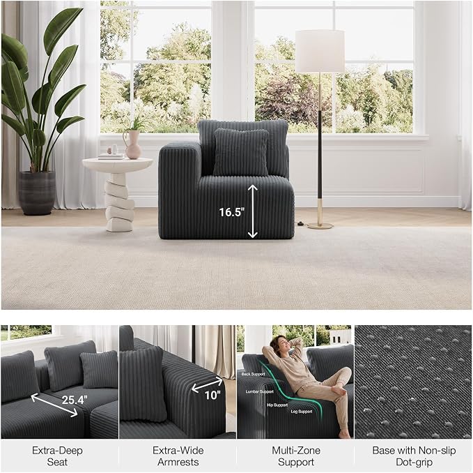Novilla Modular Sectional Sofa, Modern Cloud Sectional Couch - Image 7