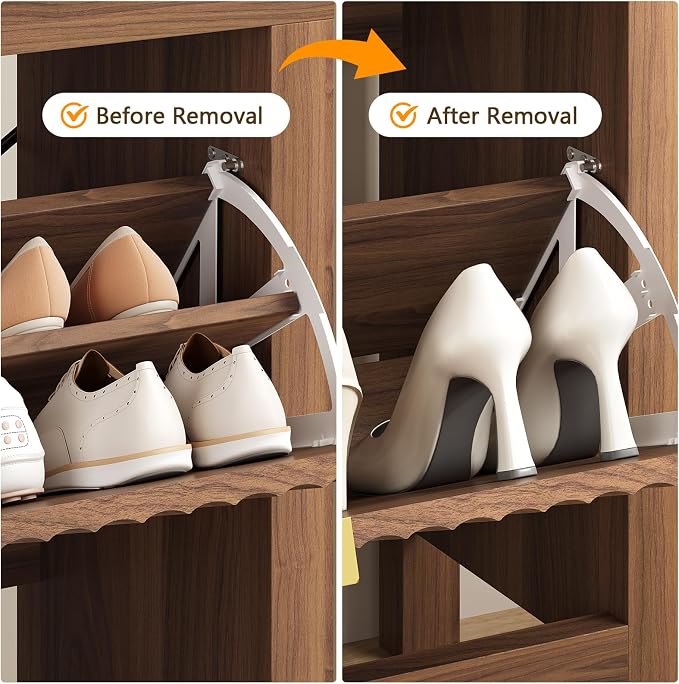 YOMILUVE Shoe Cabinet Storage for Entryway, Fluted Shoe Cabinet - Image 7