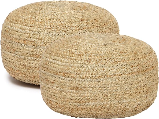 · REDEARTH · Jute Circular Low Pouf Ottoman by REDEARTH
