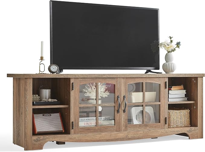 LINSY HOME TV Stand for 75 Inch TV, Modern Farmhouse Entertainment Center by LINSYHOME