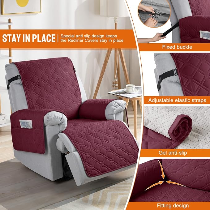 VANSOFY 100% Waterproof Recliner Chair Covers, Recliner Cover Non-Slip Dog - Image 3