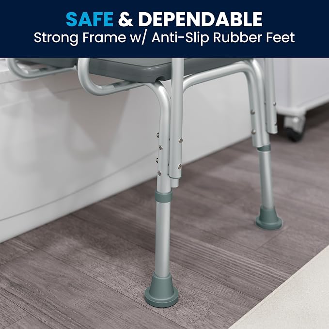 Flash Furniture HERCULES Series 300 Lb. Capacity Adjustable Gray Bath & Shower - Image 8