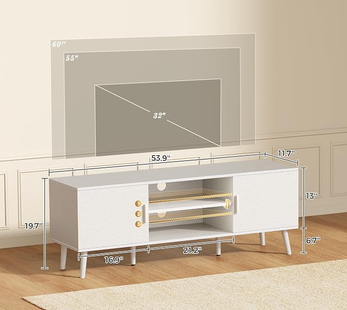 SUPERJARE TV Stand for 55 Inch TV, Entertainment Center - Image 3