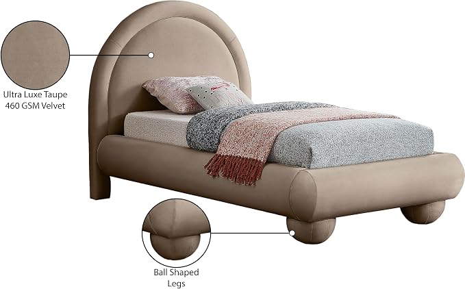 Meridian Furniture MadridTaupe-T Madrid Collection Art Deco Twin Bed - Image 8