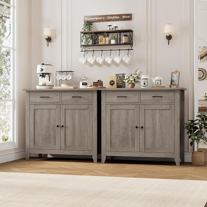 HORSTORS Kitchen Storage Cabinet, Modern Farmhouse Buffet Cabinet - Image 5