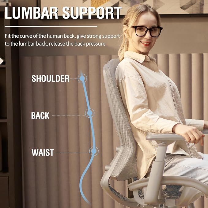 ELABEST Mesh Office Chair, Ergonomic Computer Desk Chair, Sturdy Task Chair- - Image 5