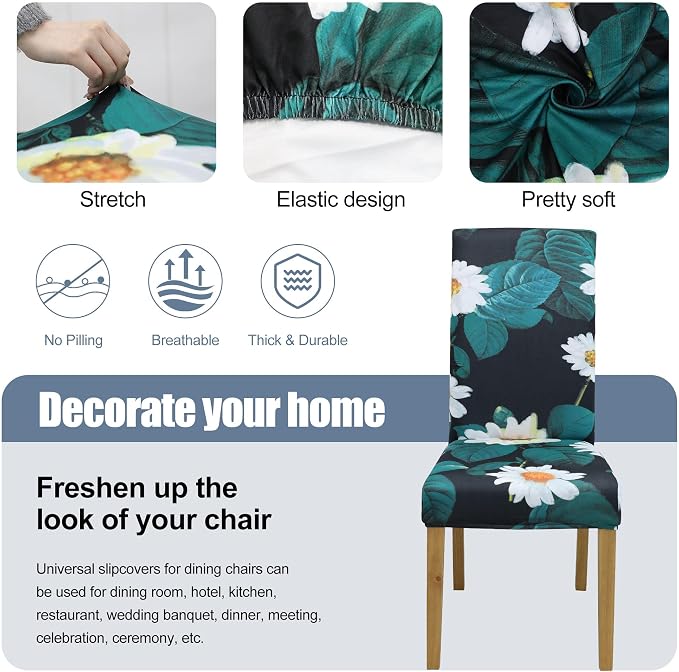 BIETYONE Stretch Dining Chair Covers Set of 2, Soft Removable Washable Kitchen - Image 3