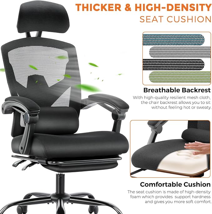Sweetcrispy Office Computer Desk Chair Set of 2, Ergonomic High-Back Mesh - Image 3
