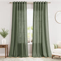 Olive Green Semi Sheer Curtains 108 Inches Long 2 Panels Back Tab Loop Pocket by Nanspring
