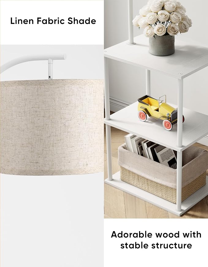 PARTPHONER Floor Lamp with Table, Night Stand with Lamp, Narrow Side Table with - Image 2