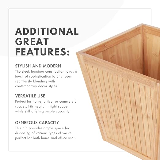 ToiletTree Products 100% Bamboo Wooden Wastebasket Trash Can - Image 4