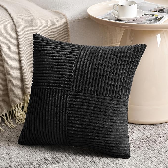 Fancy Homi 2 Packs Black Decorative Throw Pillow Covers 18x18 Inch - Image 2