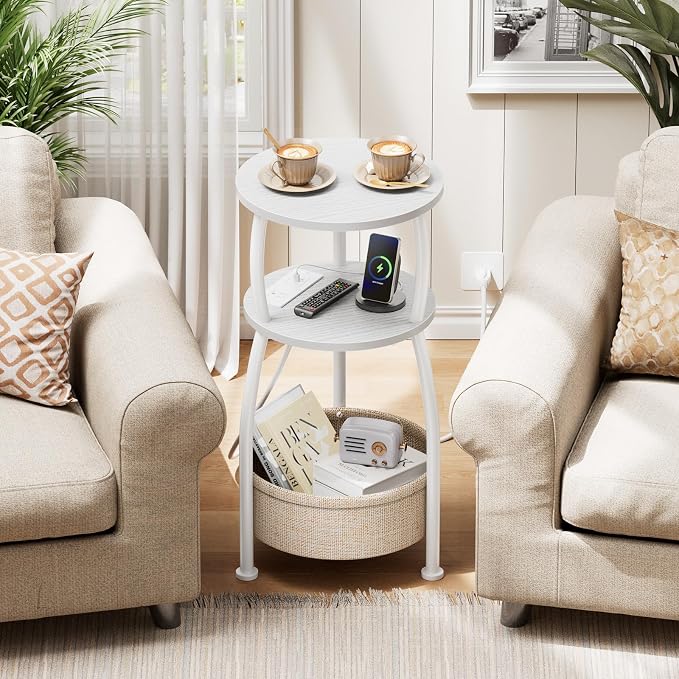 Round Side Table, 3-Tier End Table - Image 5
