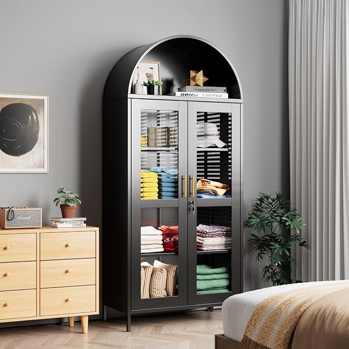 78.74'' H Tall Metal Arched Cabinet - Image 7