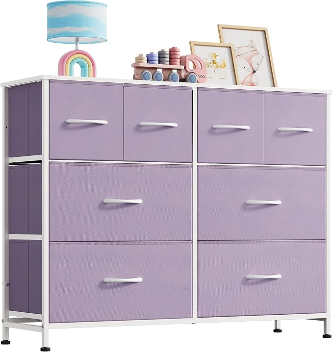 WLIVE Dresser for Bedroom with 8 Drawers, Wide Fabric Dresser for Storage and by WLIVE