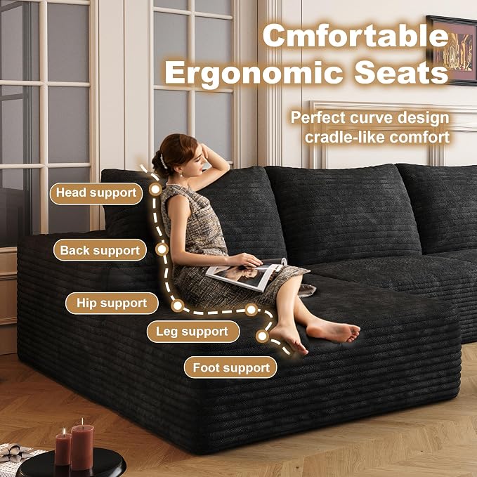 136" Sectional Couches for Living Room Cloud Couch Sofa - Image 5