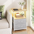 Fixwal Night Stand with Charging Station, LED Nightstand with U-S-B Ports and by Fixwal