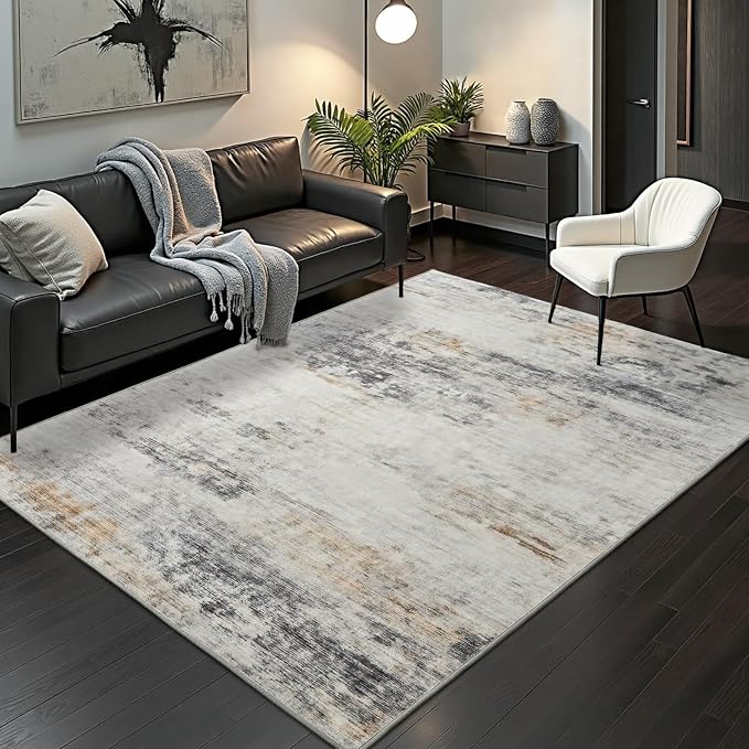 Toneed Abstract Area Rug 8x10 Modern Washable Rug Soft Non Slip Rug Low Pile by Toneed