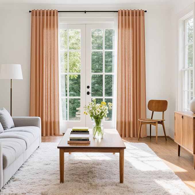 Nanspring Peach Quartz Curtains 84 Inch Long 2 Panels Set Back Tab Rod Pocket - Image 7