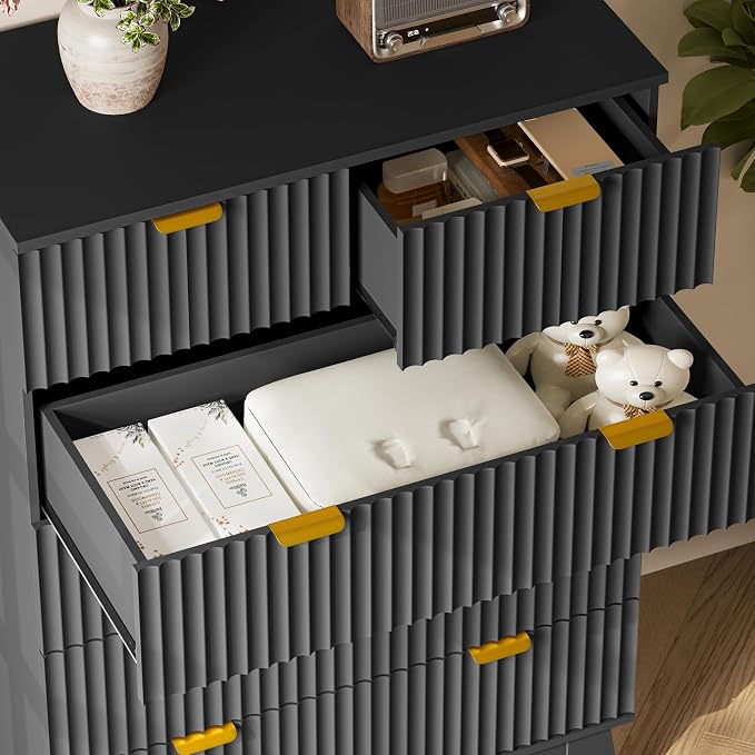 BORNOON 46" Tall Dresser for Bedroom, 6-Drawer Fluted Chest of Drawers - Image 6