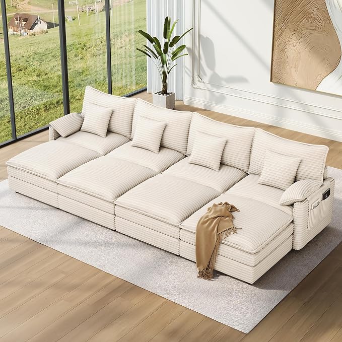 Vesgantti 142" Oversized Sectional Sofa Bed, 8-Seater Modular Sleeper Cloud by Vesgantti