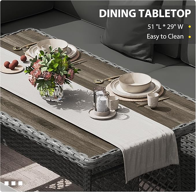 KIGOTY 7 Piece Patio Furniture Set, Outdoor PE Wicker Rattan Outdoor Dining Set - Image 4