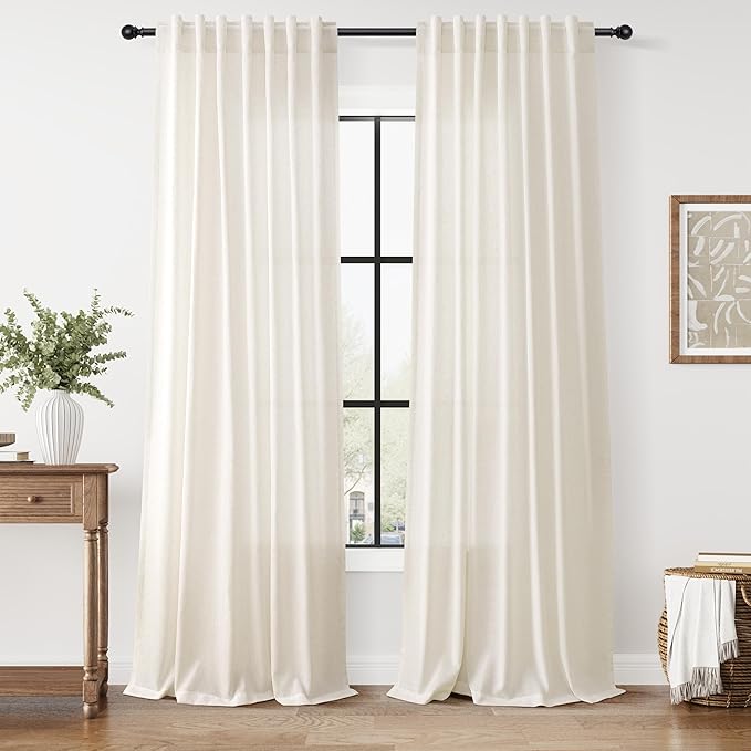 Nanspring Modern Linen Curtains 96 Inches Long by Nanspring